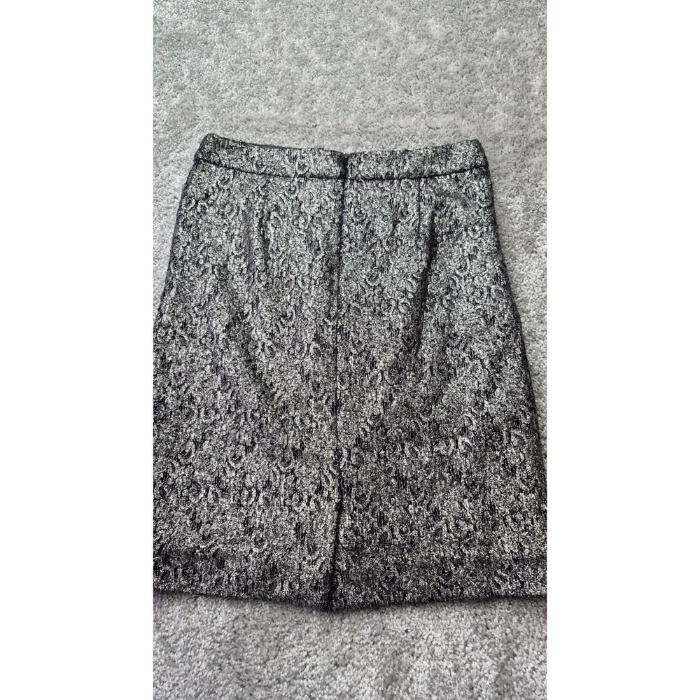 J Crew Black Gold Metallic Textured Pencil Skirt Womens Size 2 Wool Blend Zip - Picture 7 of 9